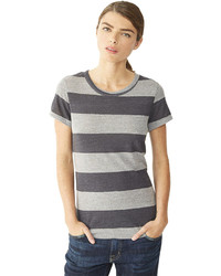 Charcoal Horizontal Striped Crew-neck T-shirt