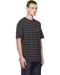 Études Grey Wonder Logo Striped T Shirt