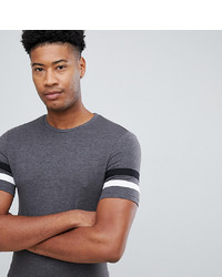 ASOS DESIGN Tall Muscle Fit T Shirt With Contrast Sleeve Panels In Grey