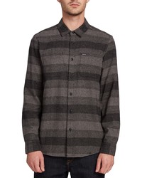 Charcoal Horizontal Striped Flannel Long Sleeve Shirt