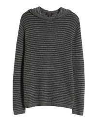 Vince Plush Stripe Cashmere Hooded Sweater