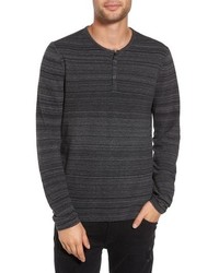 Charcoal Horizontal Striped Long Sleeve Henley Shirt