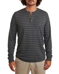 Marine Layer Double Knit Long Sleeve Henley In Charcoal At Nordstrom