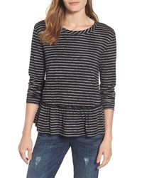 Charcoal Horizontal Striped Long Sleeve T-shirt