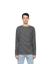 We11done Black Striped Round Long Sleeve T Shirt