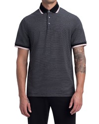 Bugatchi Stripe Tipped Polo In Black At Nordstrom