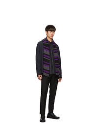Ps By Paul Smith Purple And Grey Stripe Scarf