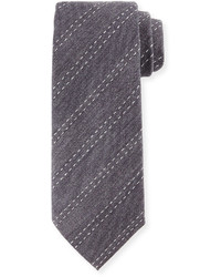 Armani Collezioni Stitched Stripe Silk Tie Gray