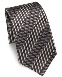 Ermenegildo Zegna Vertical And Horizontal Striped Silk Tie
