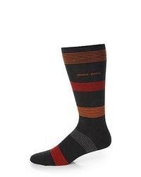 Hugo Cotton Modal Striped Socks Charcoal