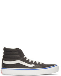 Charcoal Horizontal Striped Suede High Top Sneakers