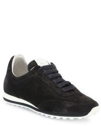 Charcoal Horizontal Striped Suede Sneakers