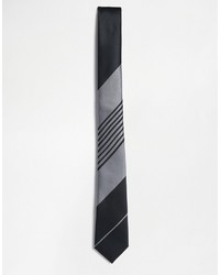 Asos Brand Tie With Gray Placet Stripe