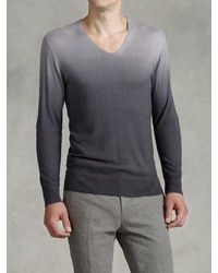 John Varvatos Long Sleeve Ombre V Neck Sweater
