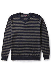 Roundtree & Yorke Striped V Neck Sweater