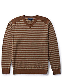 Roundtree & Yorke Striped V Neck Sweater