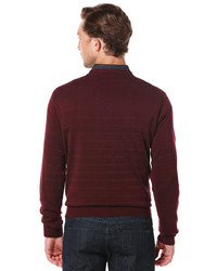Perry Ellis Tonal Stripe V Neck Sweater