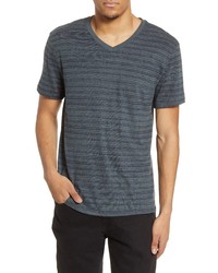 Charcoal Horizontal Striped V-neck T-shirt