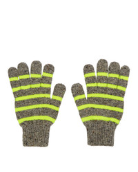 Charcoal Horizontal Striped Wool Gloves