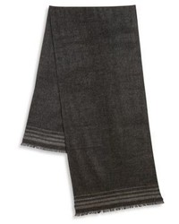 Charcoal Horizontal Striped Wool Scarf