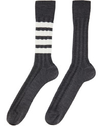 Thom Browne Gray 4 Bar Socks