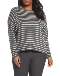 Eileen Fisher Plus Size Stripe Tencel Wool Sweater