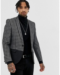 Twisted Tailor Super Skinny Blazer In Metallic Dogstooth