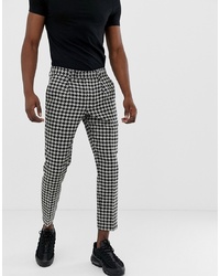 ASOS DESIGN Cigarette Trouser With Large Dog Tooth In Grey