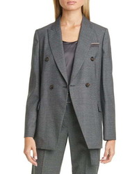 Charcoal Houndstooth Double Breasted Blazer