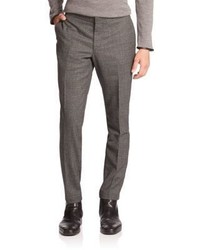 Charcoal Houndstooth Wool Dress Pants