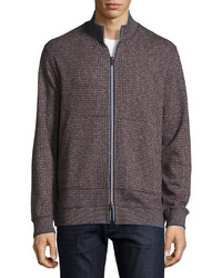 Robert Graham Odyssey Houndstooth Full Zip Sweater Gray