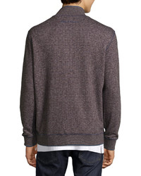Robert Graham Odyssey Houndstooth Full Zip Sweater Gray