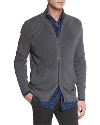 Belstaff Karson Multi Stitch Zip Up Jacket Mid Gray Melange