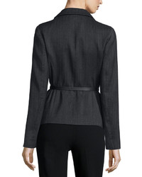 Donna Karan Long Sleeve Belted Jacket Charcoal