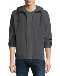 Andrew Marc Marc New York By Rogers Crinkle Shell Hooded Jacket Gray Pattern