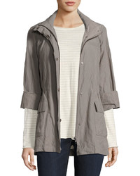 Eileen Fisher Rumpled Organic Cotton Blend Hooded Jacket Plus Size