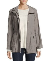 Eileen Fisher Rumpled Organic Cotton Blend Hooded Jacket Plus Size