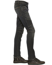 Balmain 165cm Biker Washed Stretch Denim Jeans