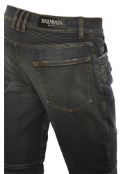 Balmain 165cm Biker Washed Stretch Denim Jeans