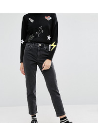Asos Petite Asos Design Petite Farleigh High Waist Slim Mom Jeans In Washed Black