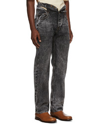 Y/Project Black Acid Wash Knotted Waist Jeans