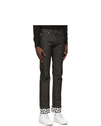 Versace Black Greca Slim Fit Jeans