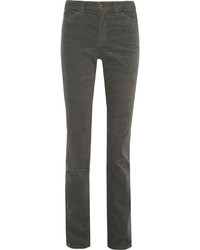 Current/Elliott Charlotte Gainsbourg The Slim Stretch Velvet Mid Rise Straight Leg Jeans