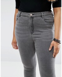 Asos Curve Curve High Waist Ridley Jeans In Slated Gray