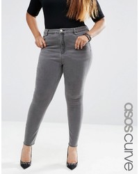 Asos Curve Curve High Waist Ridley Jeans In Slated Gray