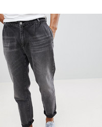 Noak Double Pleat Tapered Jean In Washed Black