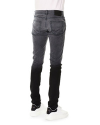 Alexander McQueen Five Pocket Degrade Slim Fit Denim Jeans Gray