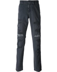 Off-White Stretch Frayed Straight Jeans