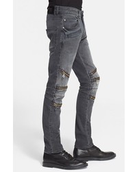 Balmain Pierre Zip Detail Moto Jeans