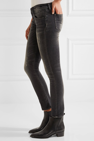 R 13 R13 Kate Distressed Low Rise Skinny Jeans Charcoal 241